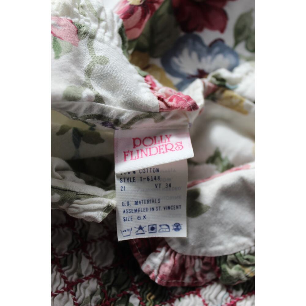 Vintage Polly Flinders 6X Girls Floral Dress Peter Pan Collar Smocked - Picture 4 of 9